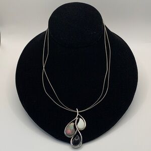 Lia Sophia Retro Silver-tone and Double Strand Teardrop Necklace